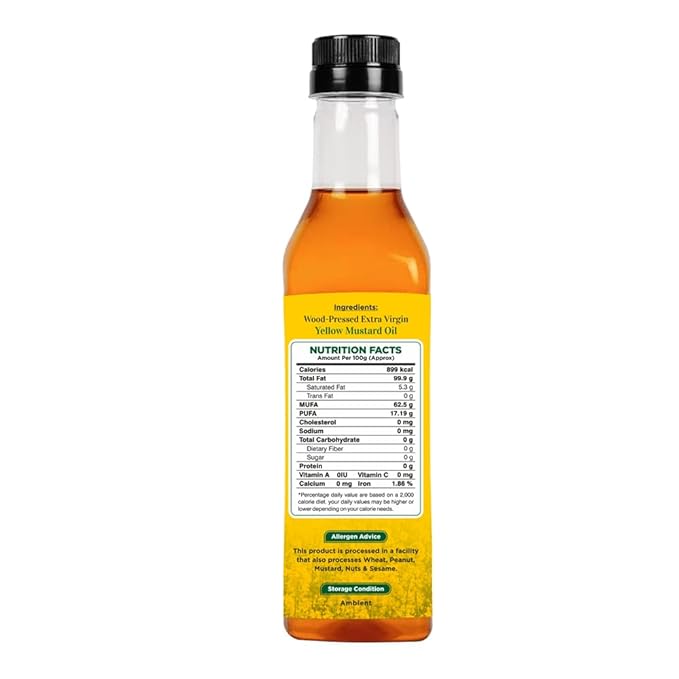 ELworld Agro & Organic Foods Wood Pressed Virgin Yellow Mustard Oil 500 ml