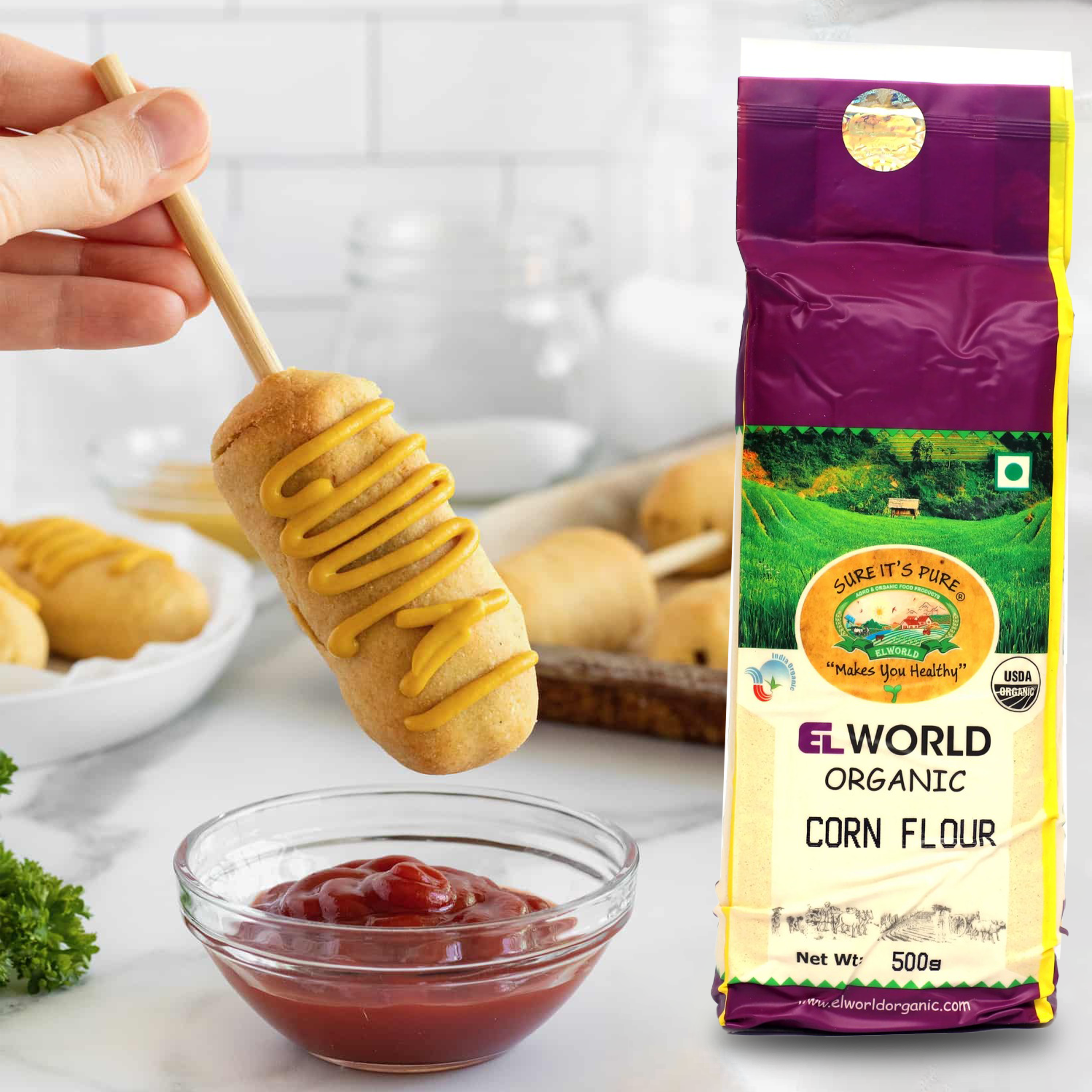 Elworld Agro & Organic Food Products Corn Flour 500 g