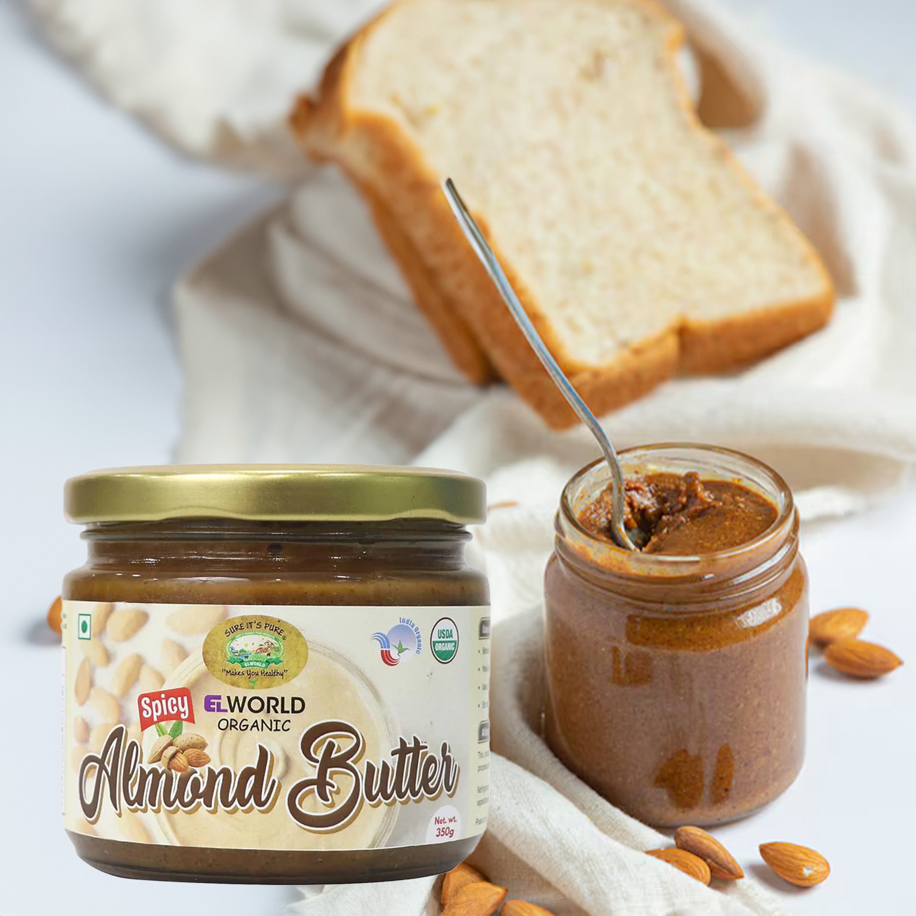 Elworld Agro & Organic Food Products Almond Butter Spicy 350 g