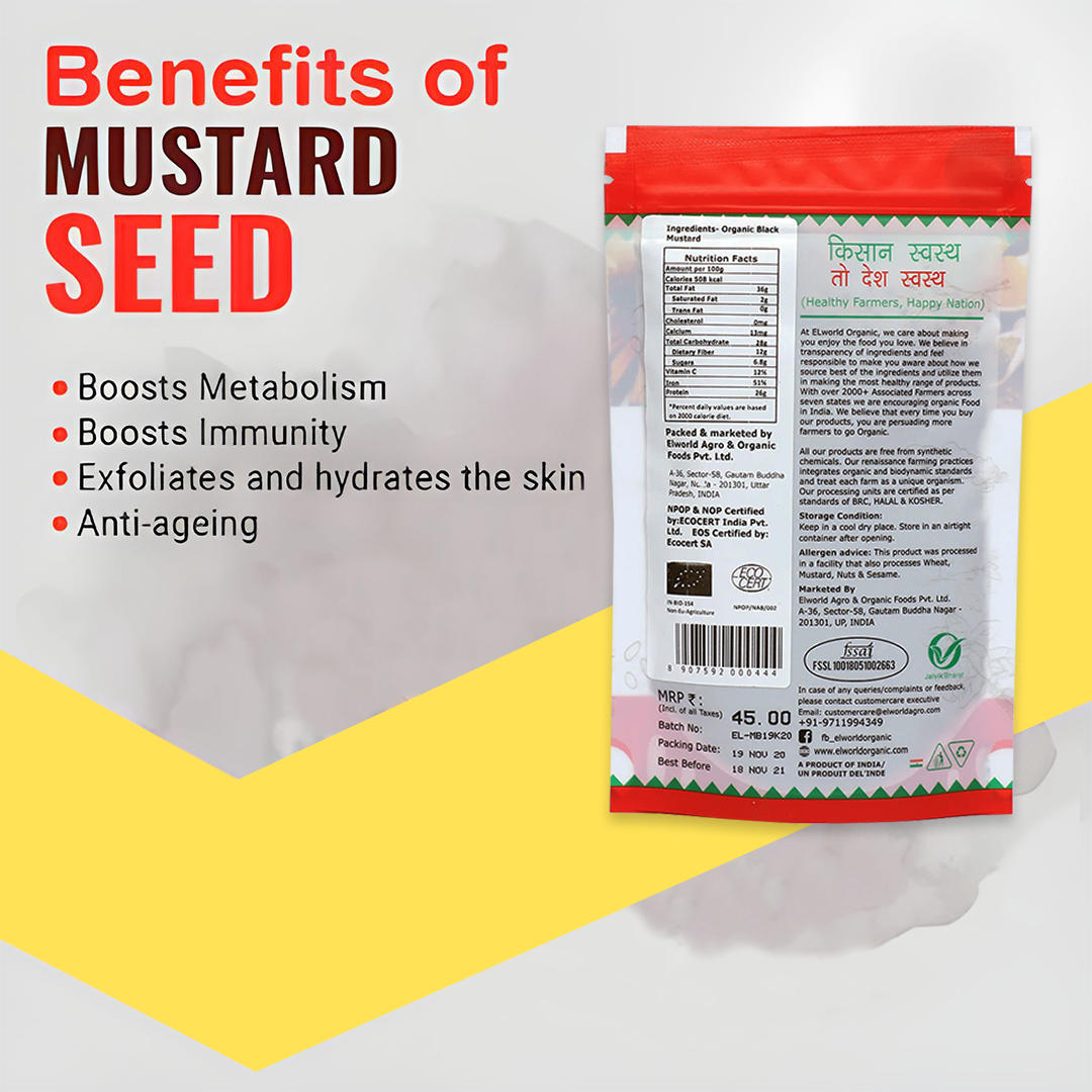 Elworld Agro & Organic Food Products Black Mustard (Rai) Seeds 100g