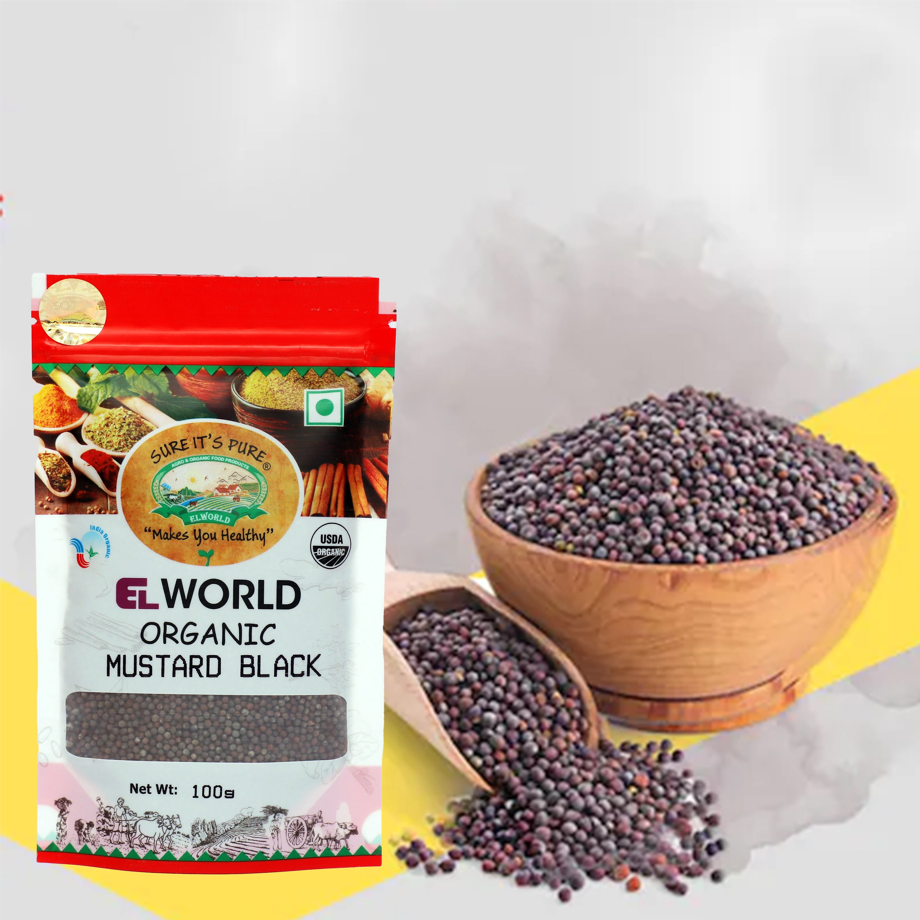 Elworld Agro & Organic Food Products Black Mustard (Rai) Seeds 100g