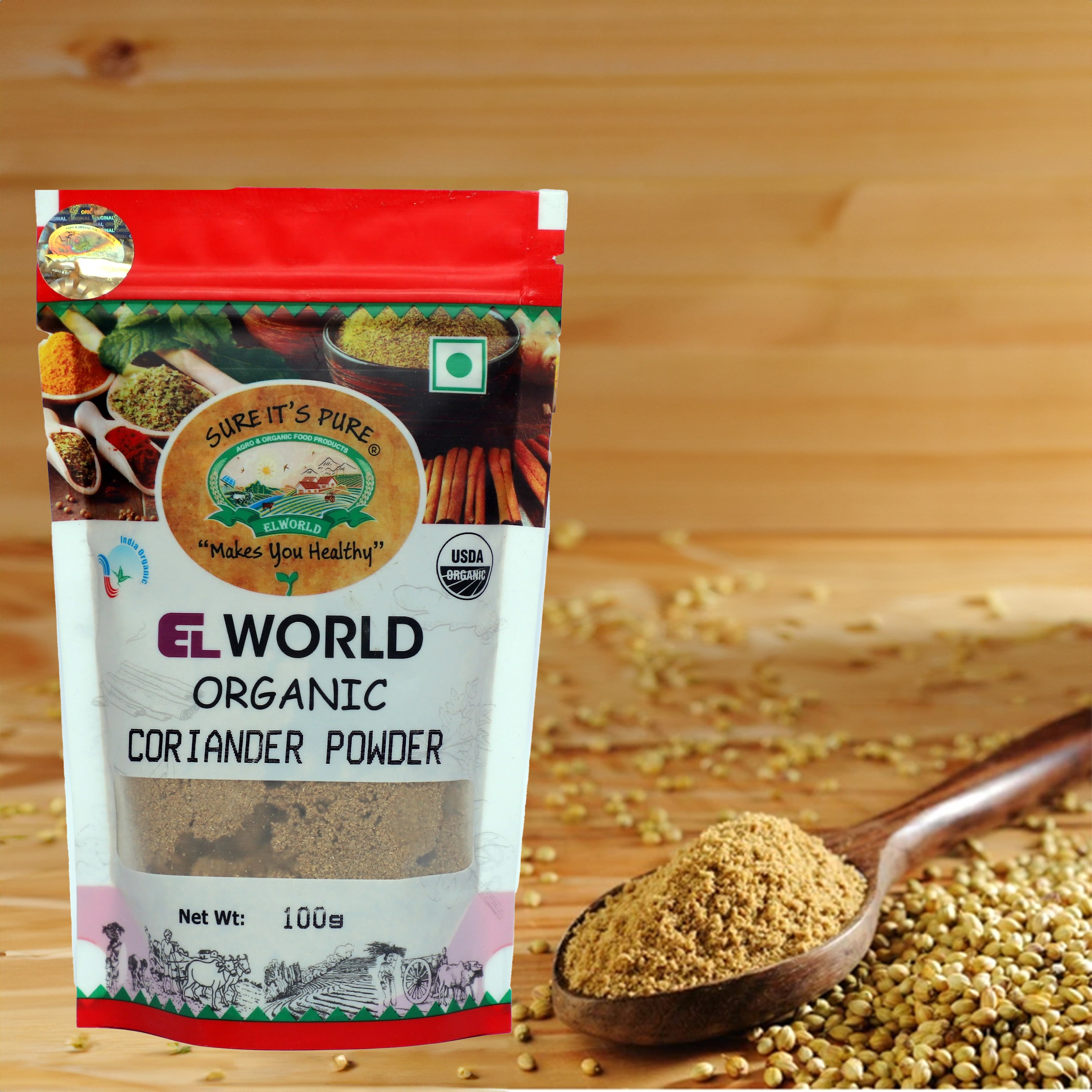 Elworld Agro & Organic Food Products Coriander Powder (Dhaniya) - 100g