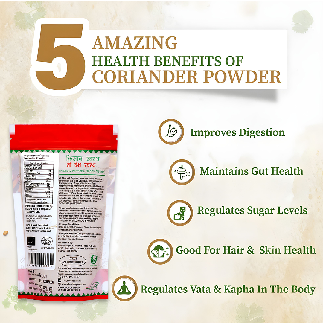 Elworld Agro & Organic Food Products Coriander Powder (Dhaniya) - 100g