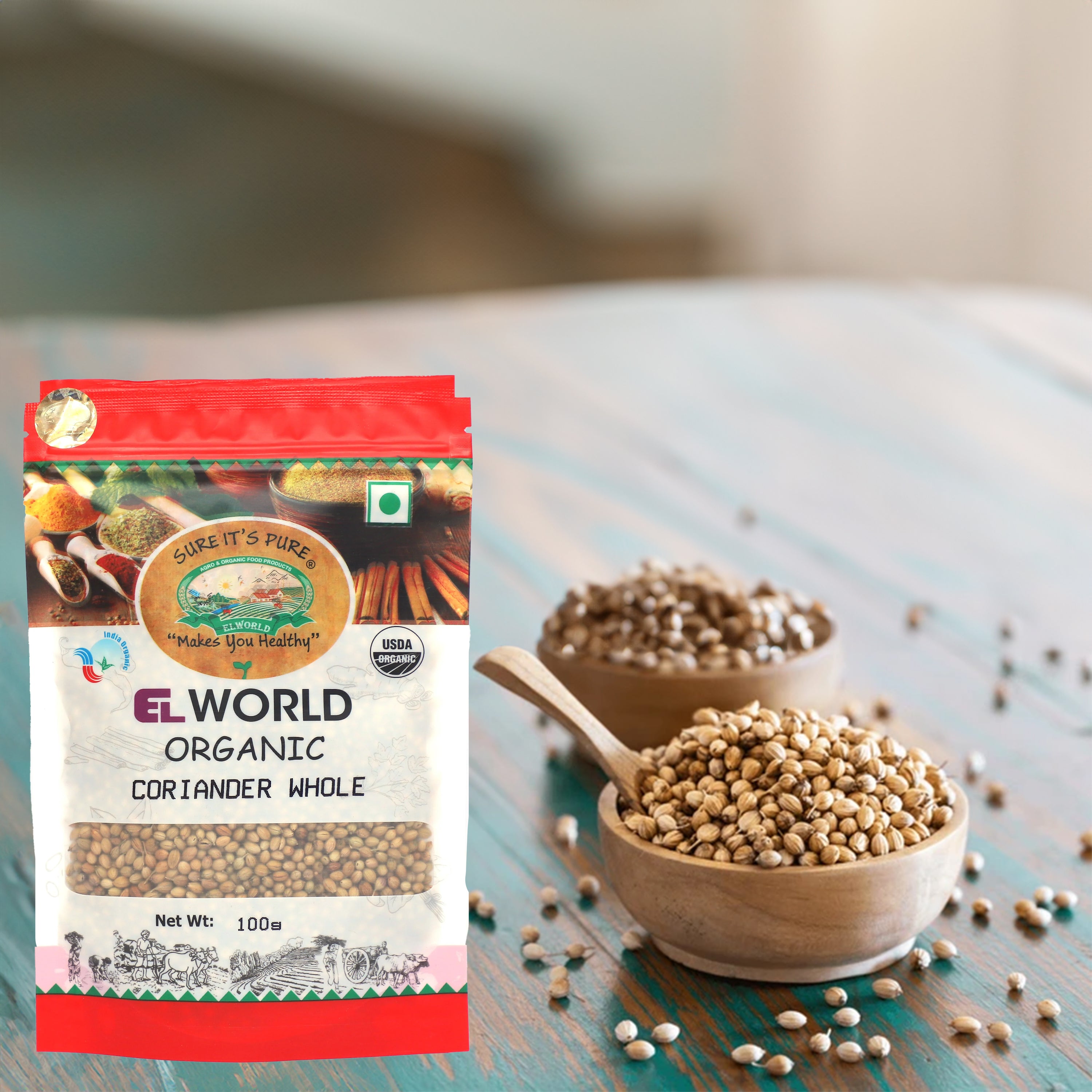 Elworld Agro & Organic Food Products Coriander Whole - 100 g