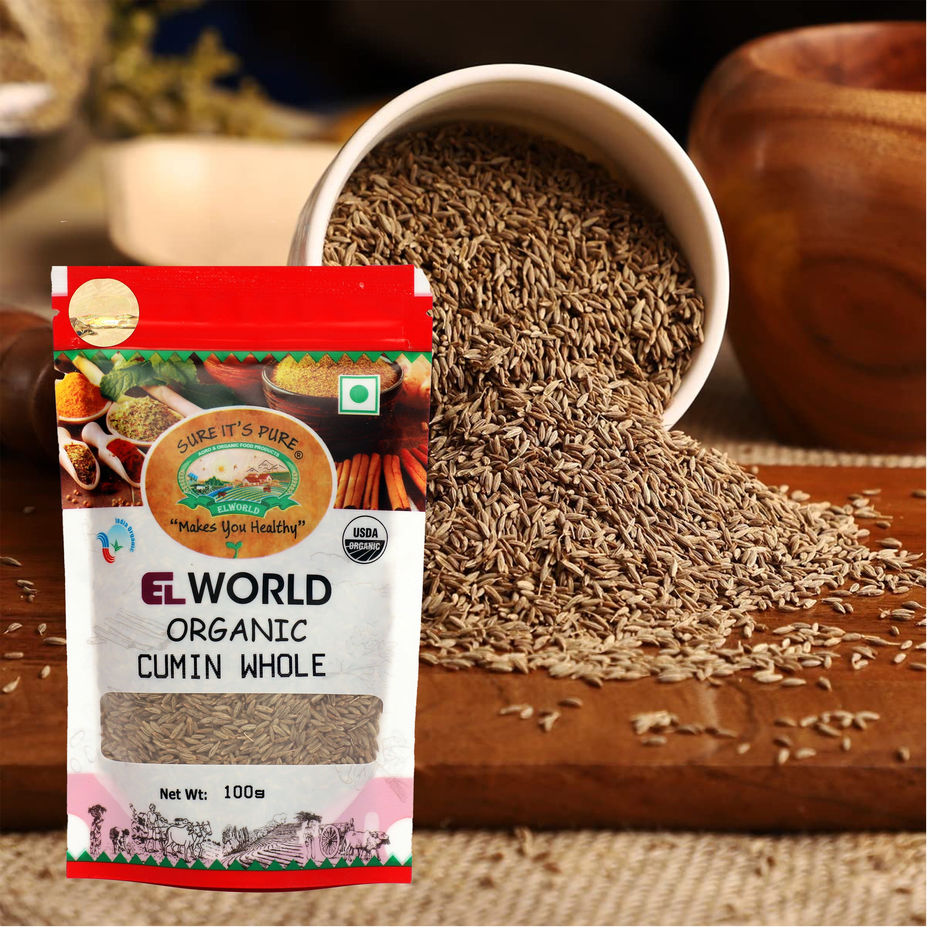 Elworld Agro & Organic Food Products Cumin (Jeera) Whole 100 g