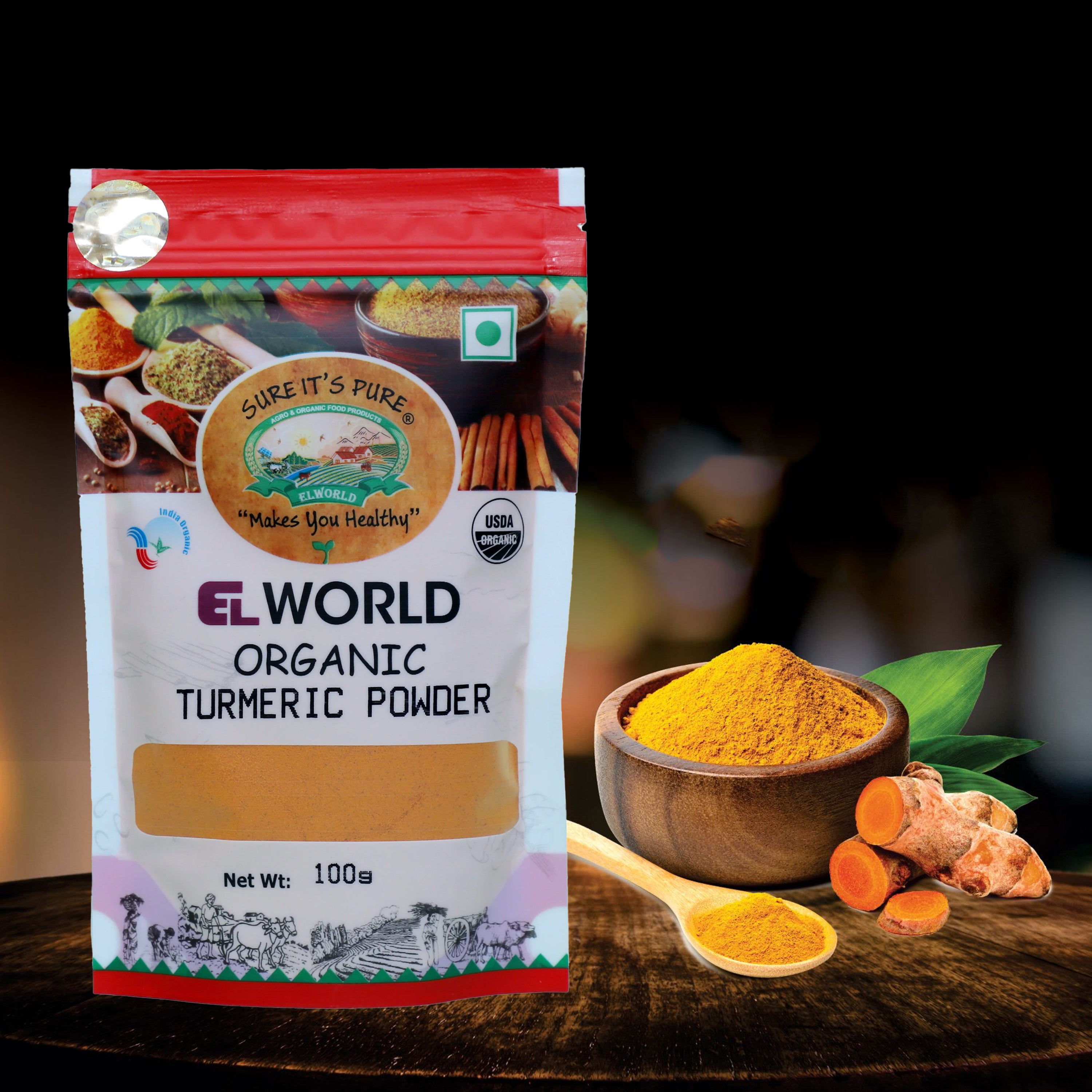Elworld Agro & Organic Food Products Turmeric/Haldi Powder