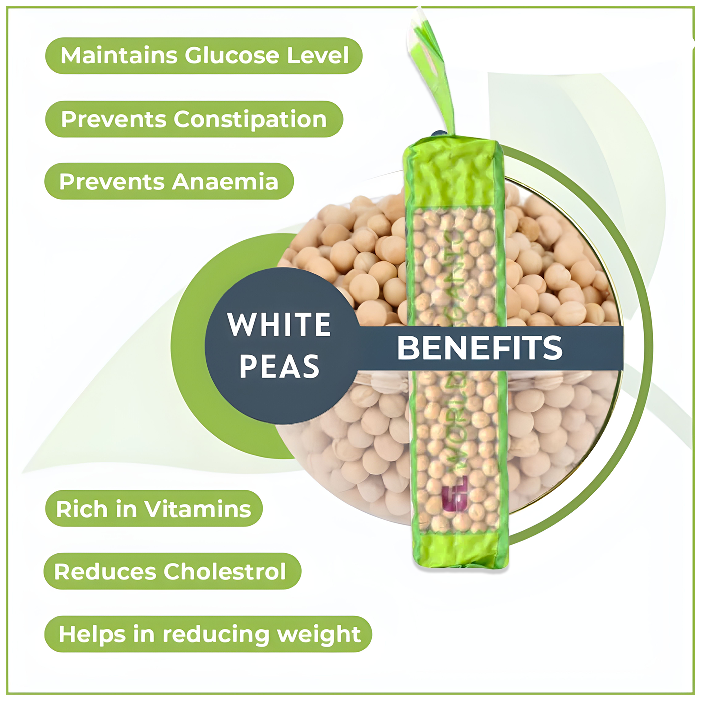 Elworld Agro & Organic Food Products White Peas 500 g