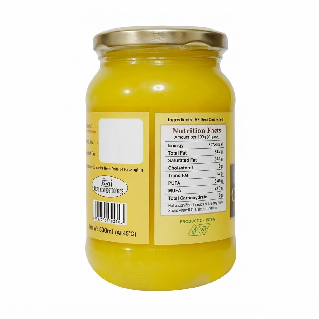 A2 Desi Cow Ghee - 500ml / 1KG - Elworld Organic