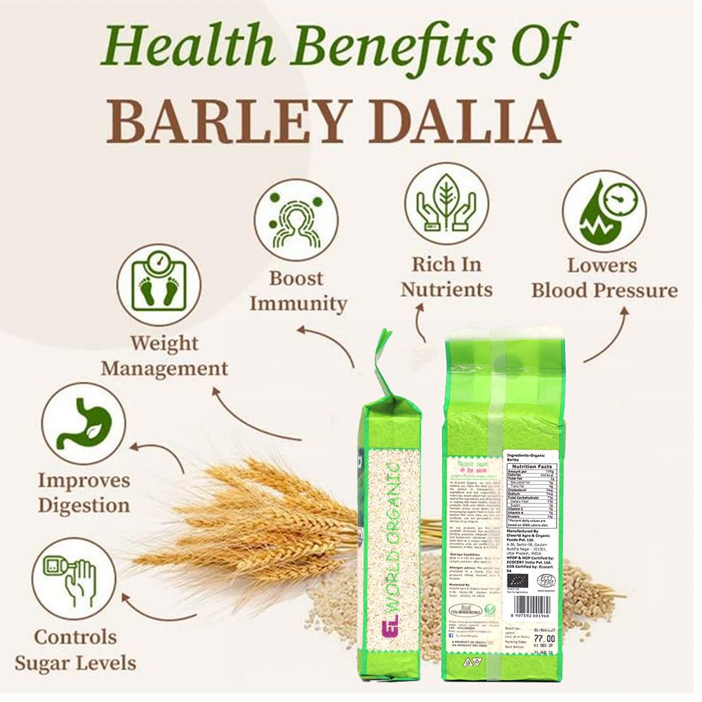 Elworld Agro & Organic Food Products Barley Dalia 500 g - Elworld Organic