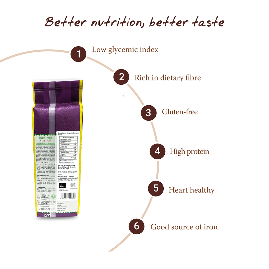 Elworld Agro & Organic Food Products Barnyard Millet 500 g - Elworld Organic