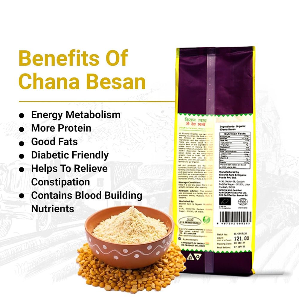 Elworld Agro & Organic Food Products Chana Besan - 500 gram - Elworld Organic