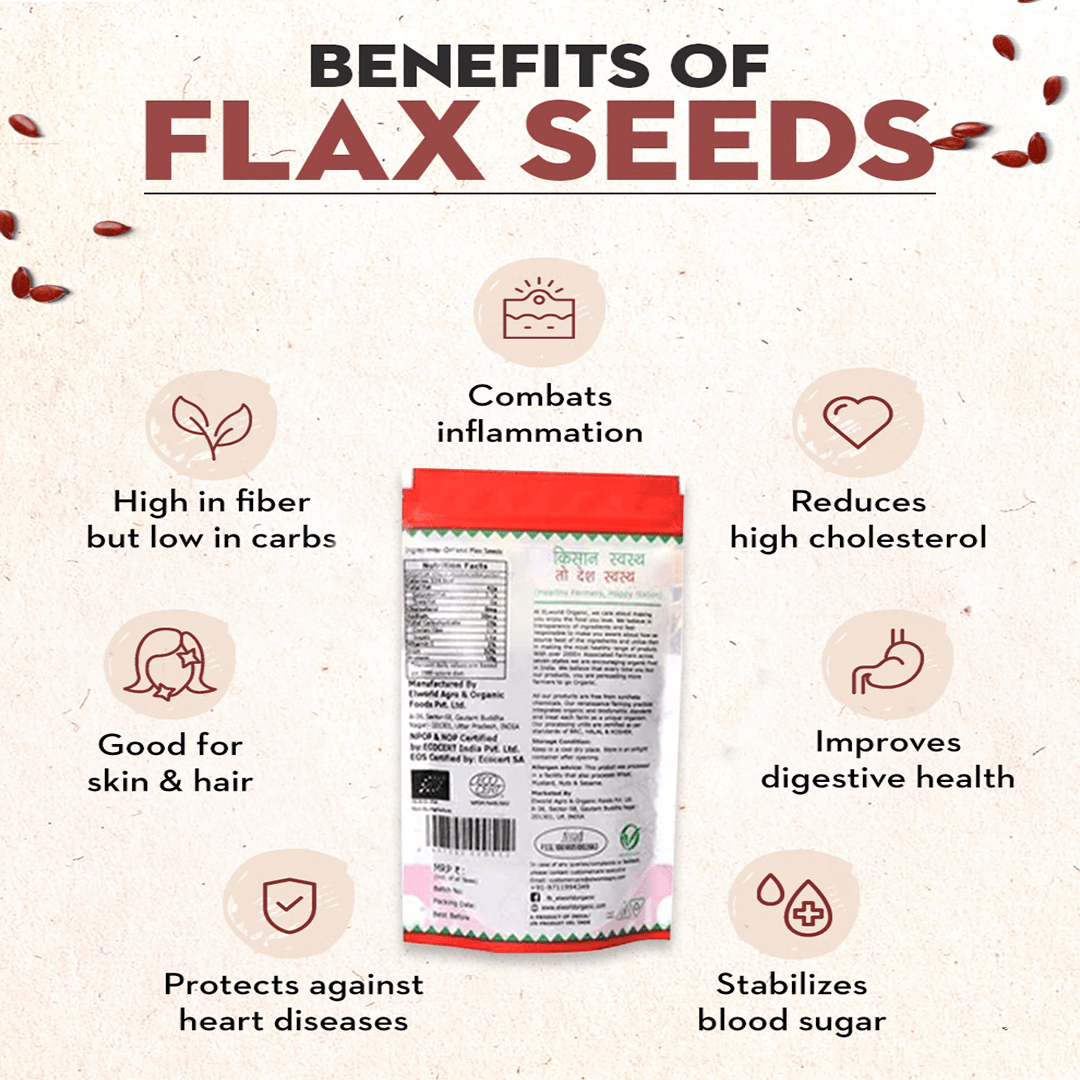 Elworld Agro & Organic Food Products Flaxseed (Alsi/ Teesi) - 100g - Elworld Organic