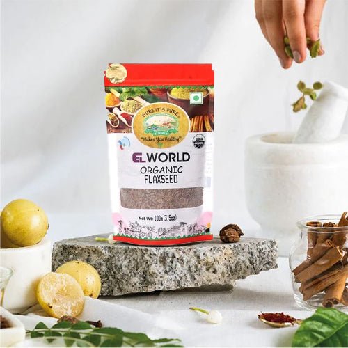 Elworld Agro & Organic Food Products Flaxseed (Alsi/ Teesi) - 100g - Elworld Organic