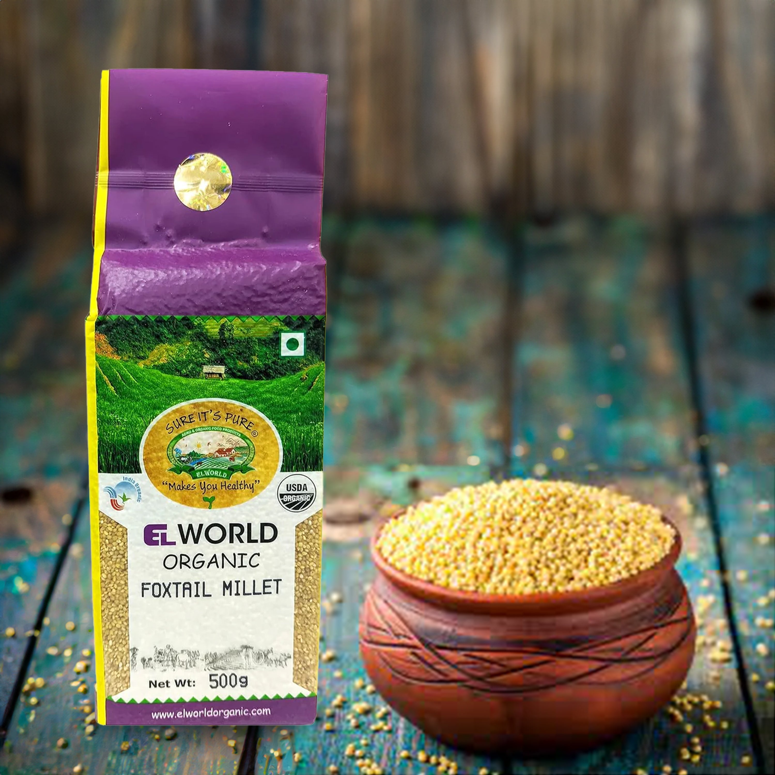 Elworld Agro & Organic Food Products Foxtail Millet 500 g - Elworld Organic