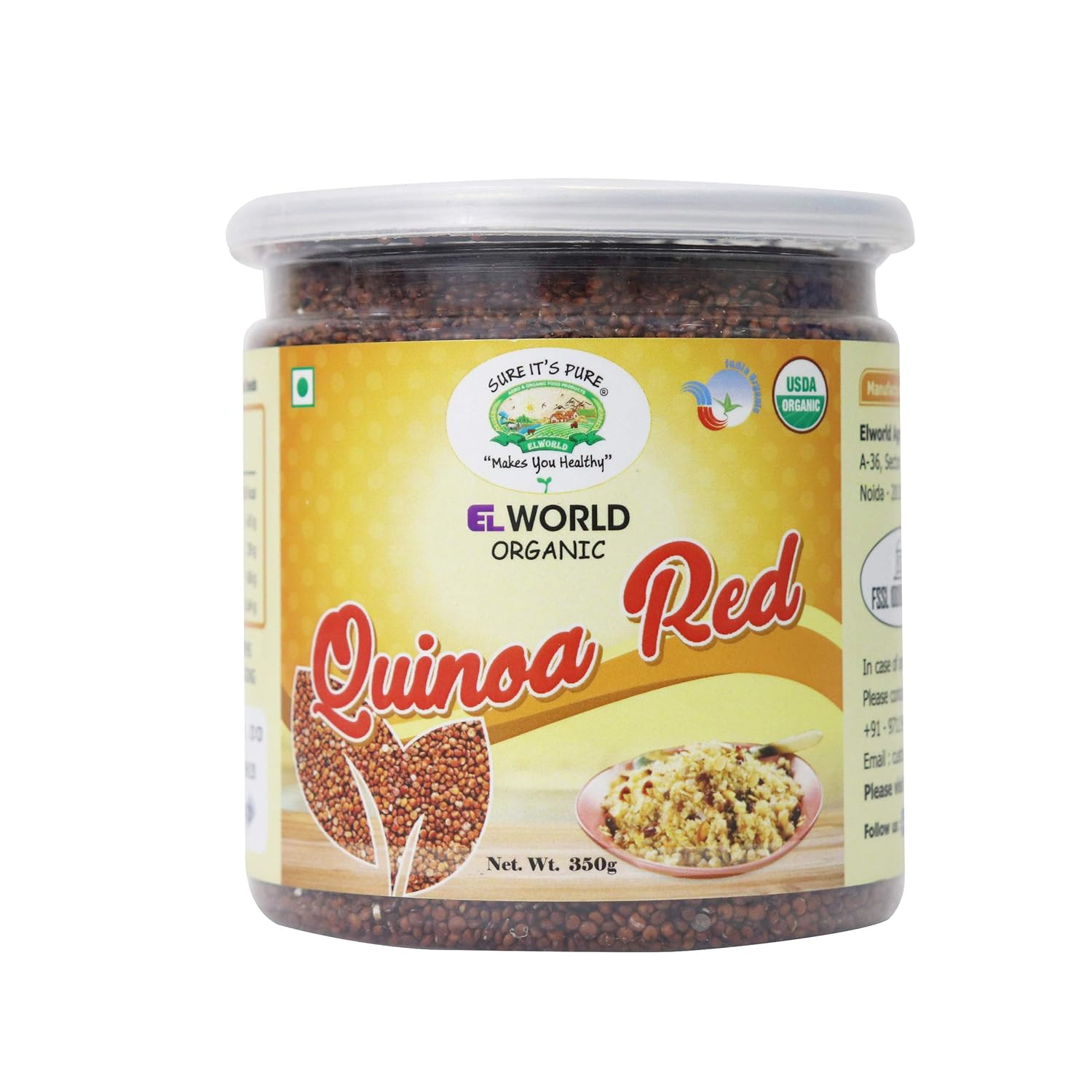 ELWORLD AGRO & ORGANIC FOOD PRODUCTS Gluten - Free Red Quinoa Seed - 350 G - Elworld Organic