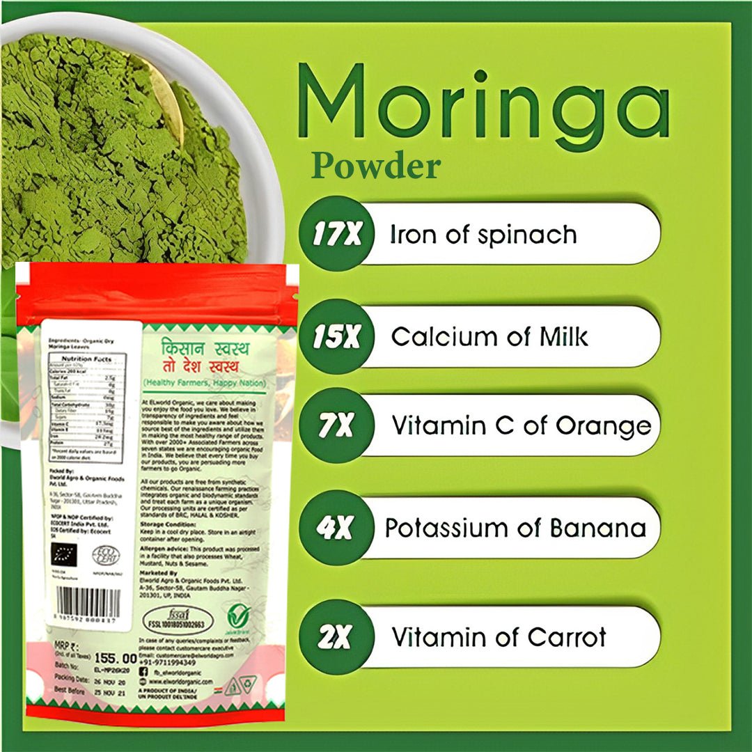 Elworld Agro & Organic Food Products Moringa Powder - 100 g - Elworld Organic