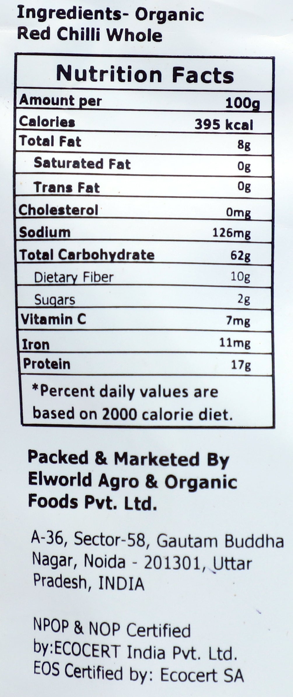 Elworld Agro & Organic Food Products Red Chilli (Lal Mirch) Powder - 100 g - Elworld Organic