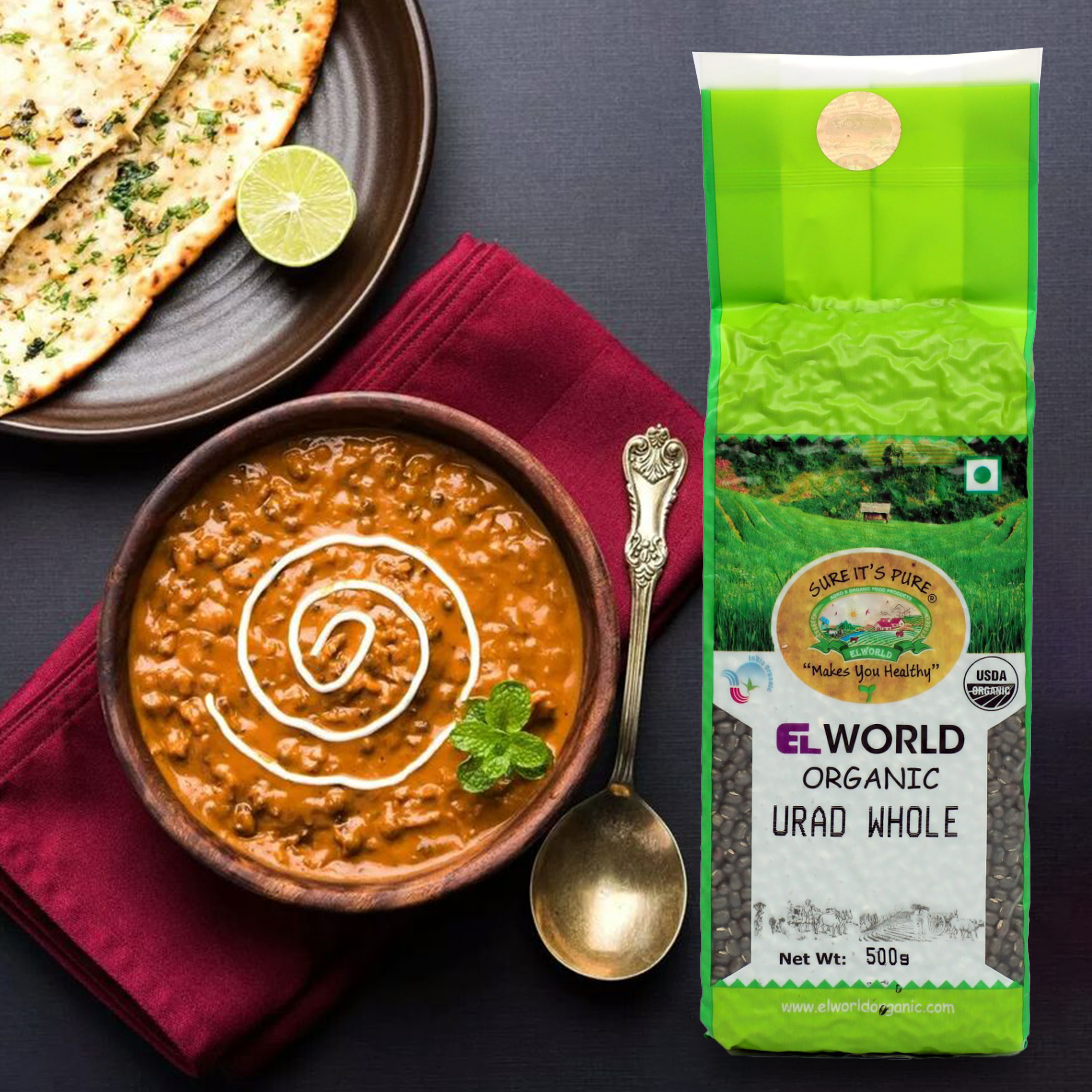 Elworld Agro & Organic Food Products Urad Whole - Elworld Organic
