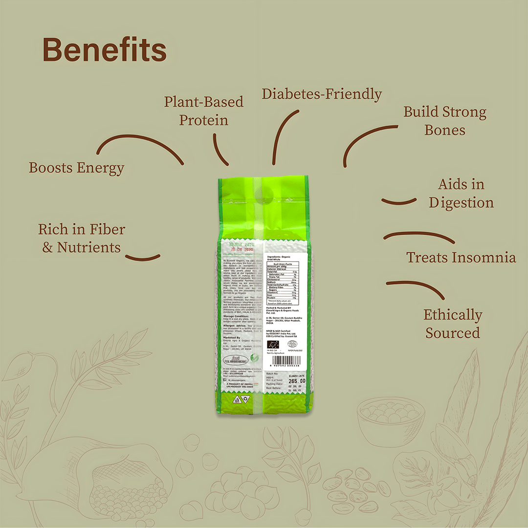 Elworld Agro & Organic Food Products Urad Whole - Elworld Organic