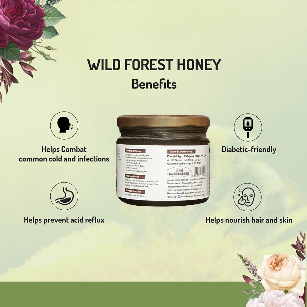 Elworld Agro & Organic Food Products Wild Honey - 400 GRM - Elworld Organic