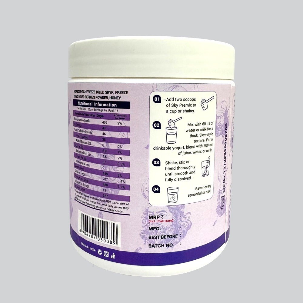 SkyrUp Freeze Dried Skyr Instant Pre Mix Protein Powder β Mixed Berries (300g) - Elworld Organic