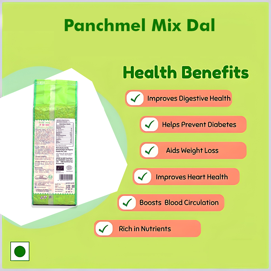 Elworld Agro & Organic Food Products Panchmel Mix Dal- 500g