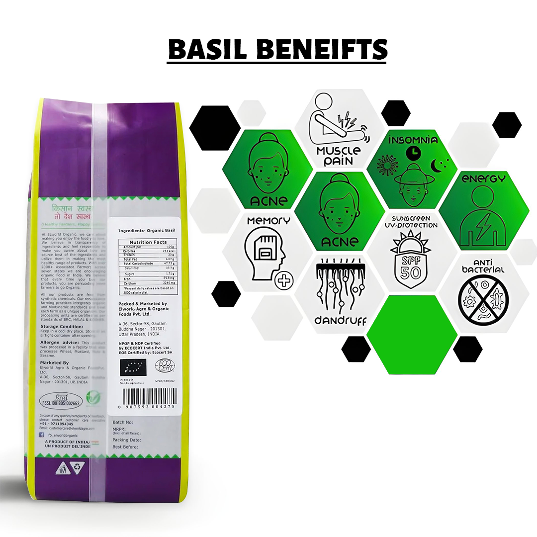 Elworld Agro & Organic Food Products Basil- 100 g