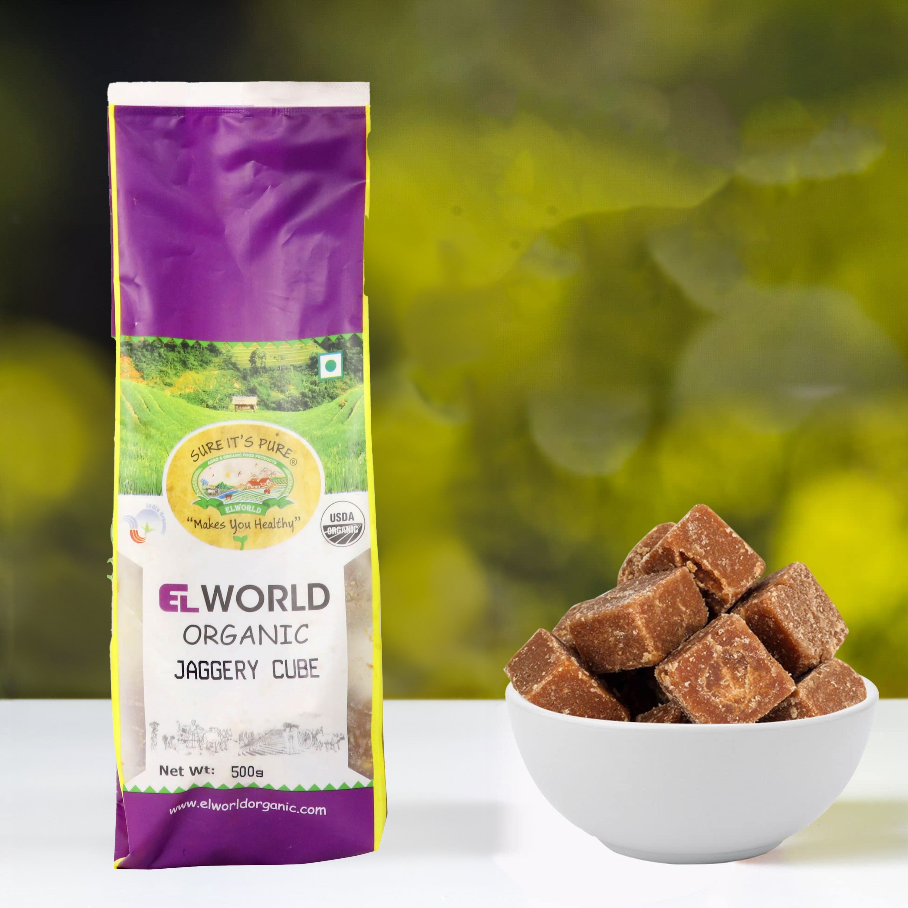 Elworld Agro & Organic Food Products Jaggery Cube 500 g
