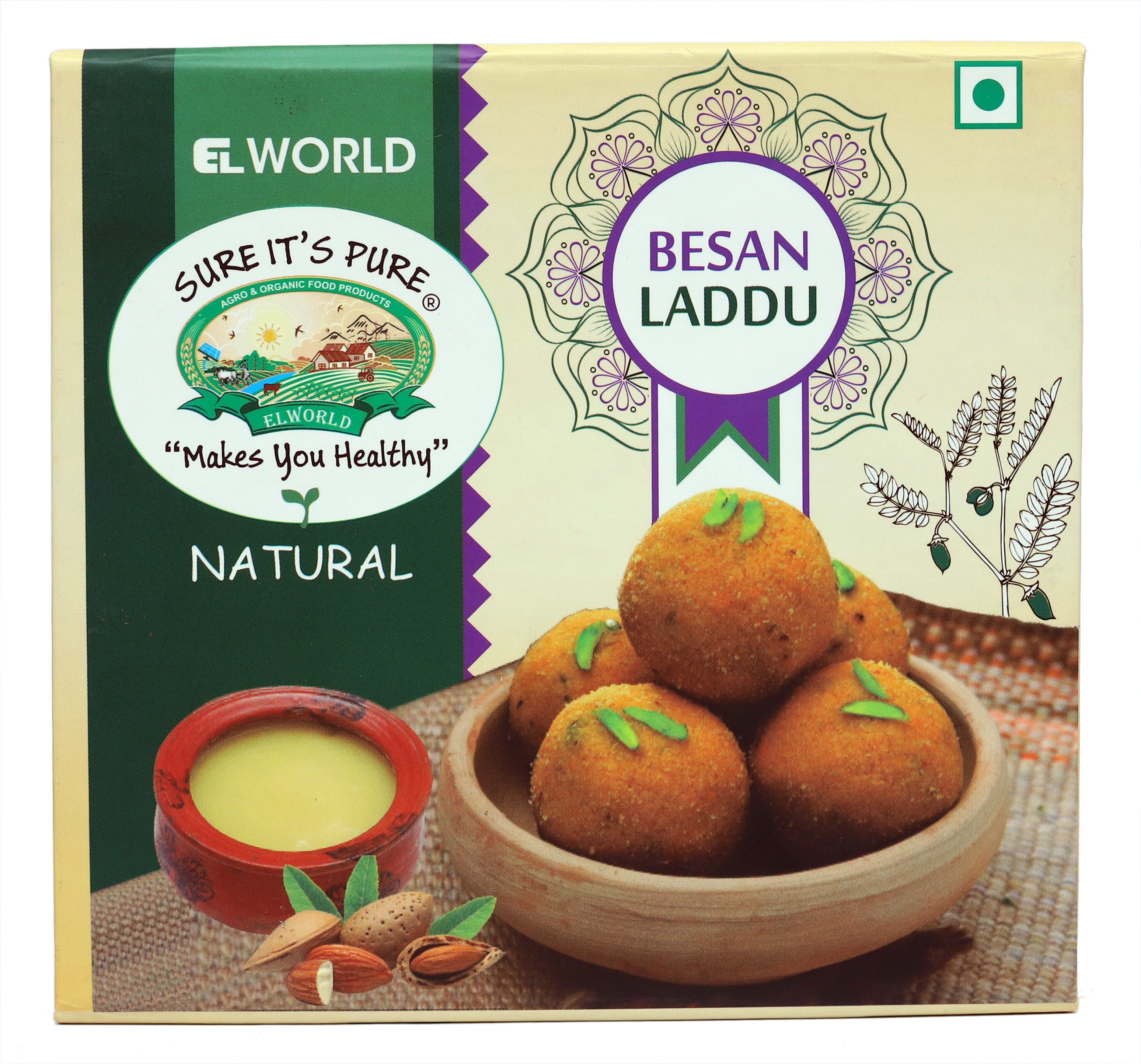 Elworld Agro & Organic Food Products Besan Ladoo(Natural) 300 g