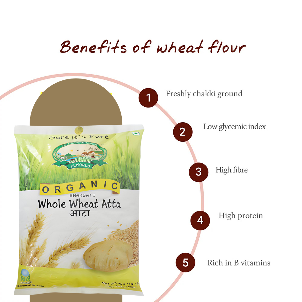 Elworld Agro & Organic Food Products Sharbati Whole Wheat Flour