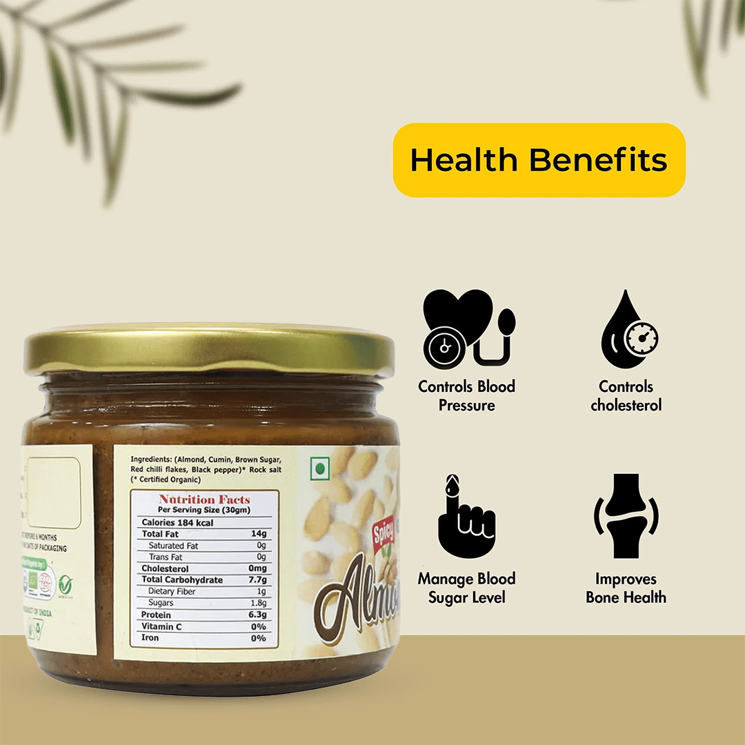 Elworld Agro & Organic Food Products Almond Butter Spicy 350 g - Elworld Organic