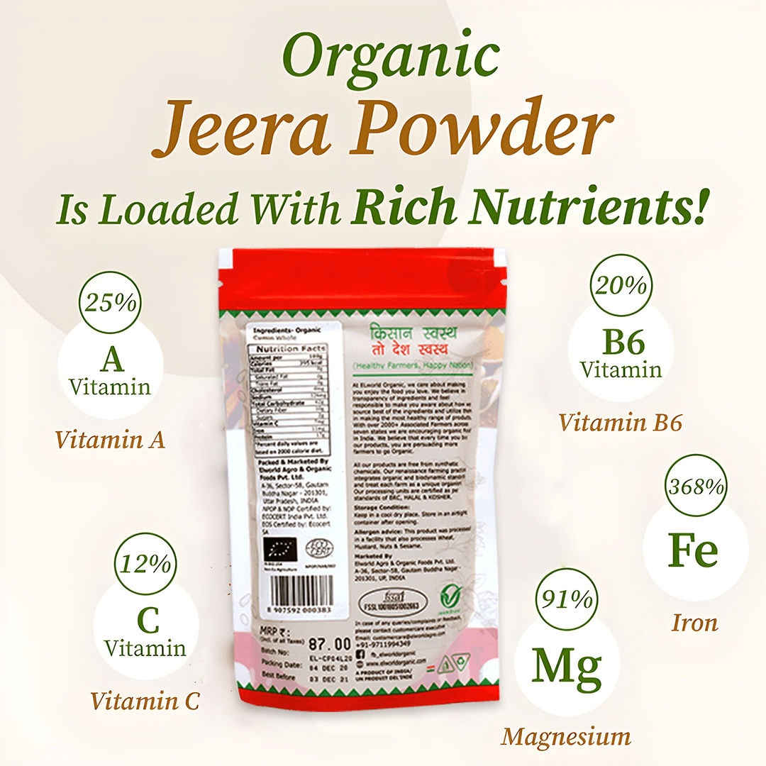 Elworld Agro & Organic Food Products Cumin (Jeera) Whole 100 g - Elworld Organic
