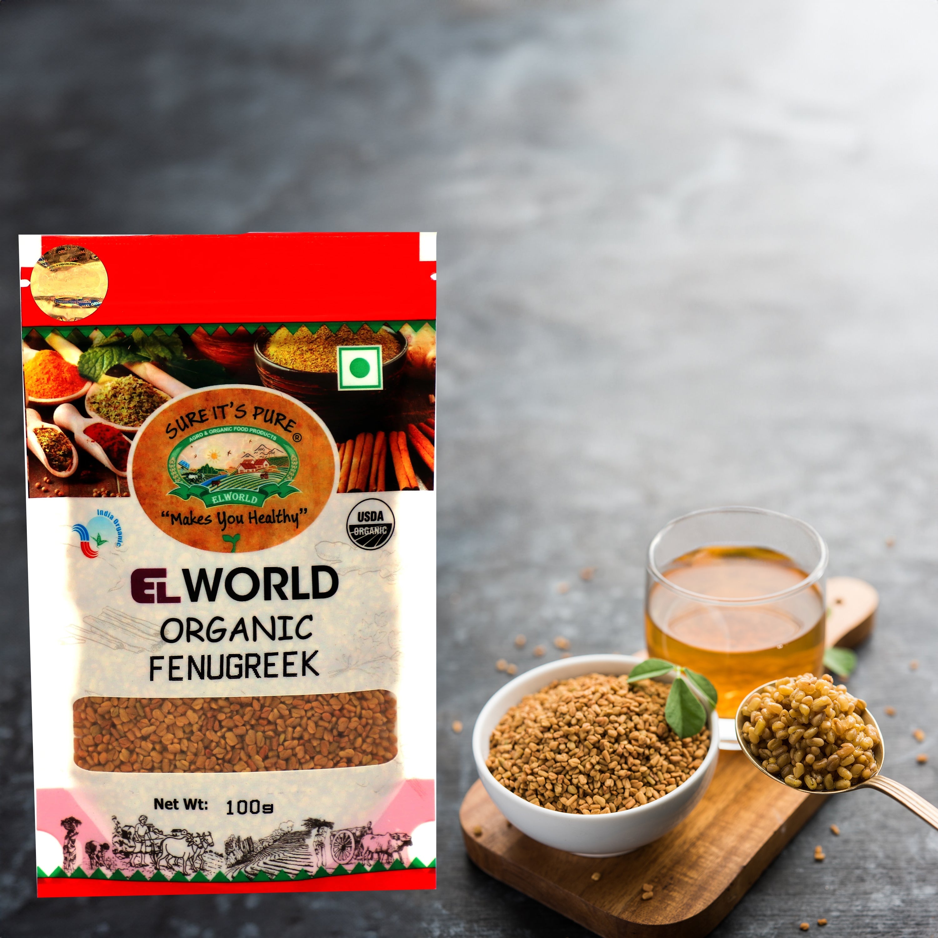 Elworld Agro & Organic Food Products Fenugreek Methi 100 g - Elworld Organic