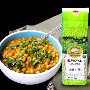 Elworld Agro & Organic Food Products Green Peas 500 g - Elworld Organic