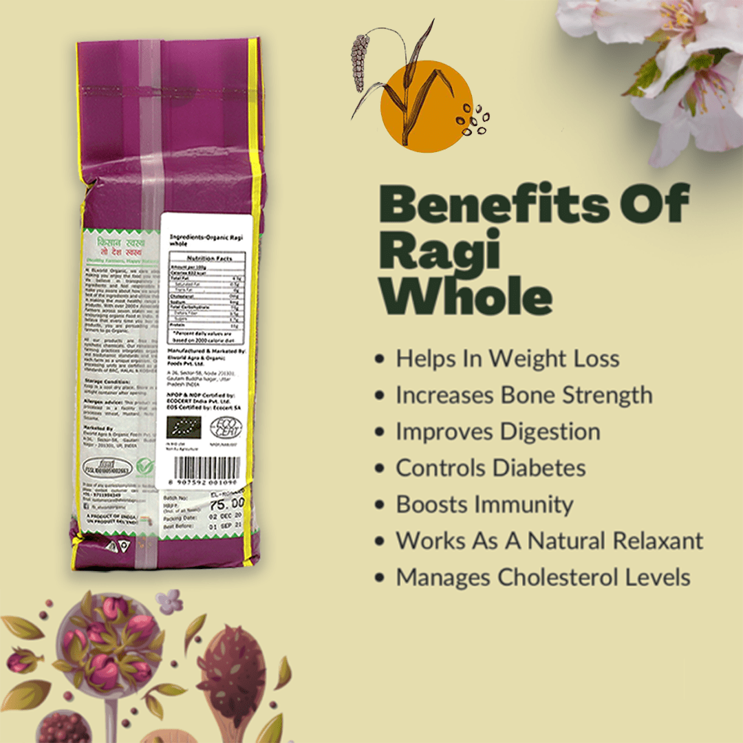 Elworld Agro & Organic Food Products Ragi Whole 500 g - Elworld Organic