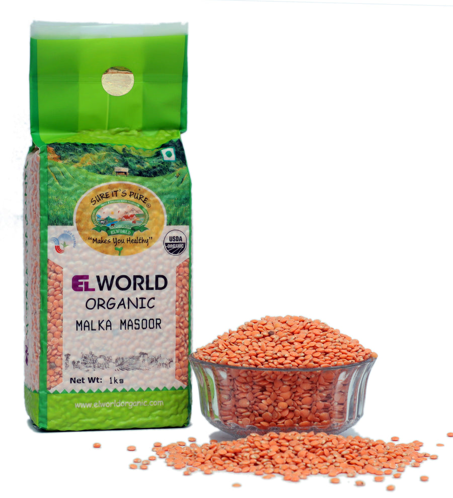 Elworld Agro & Organic Food Products Red Lentil Malka Masoor - Elworld Organic