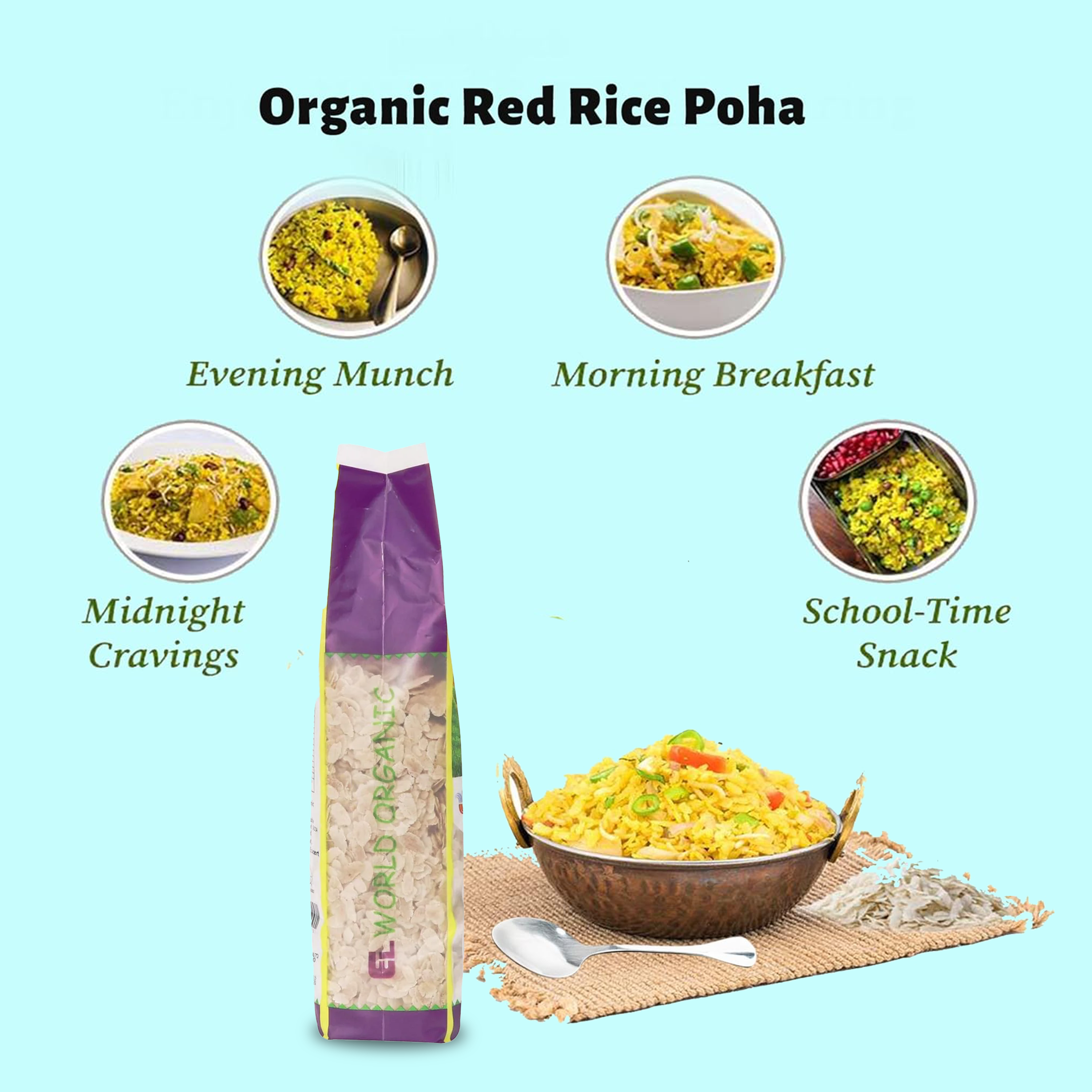 Elworld Agro & Organic Food Products Red Rice Poha 500 g - Elworld Organic