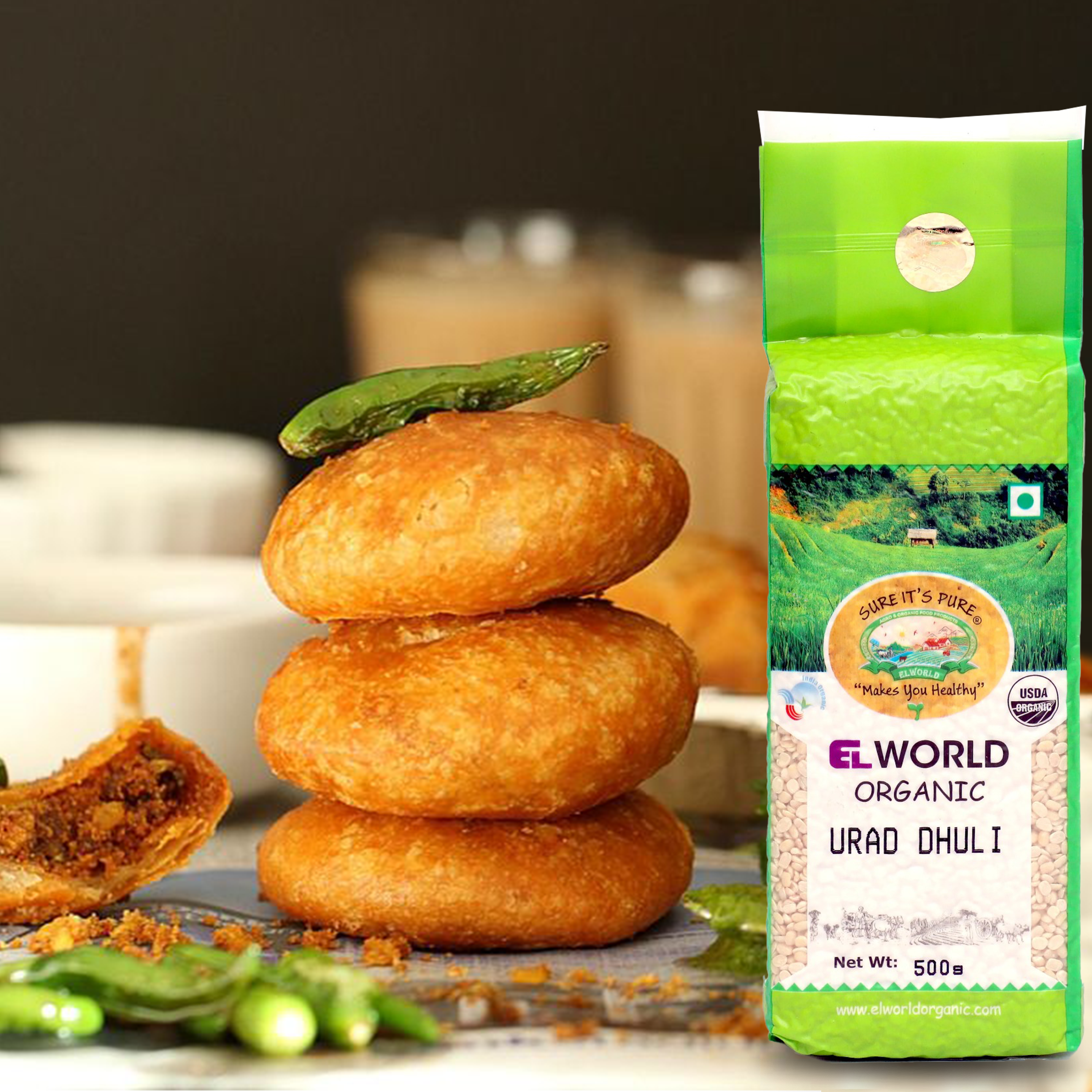 Elworld Agro & Organic Food Products Urad Split Washed - Elworld Organic