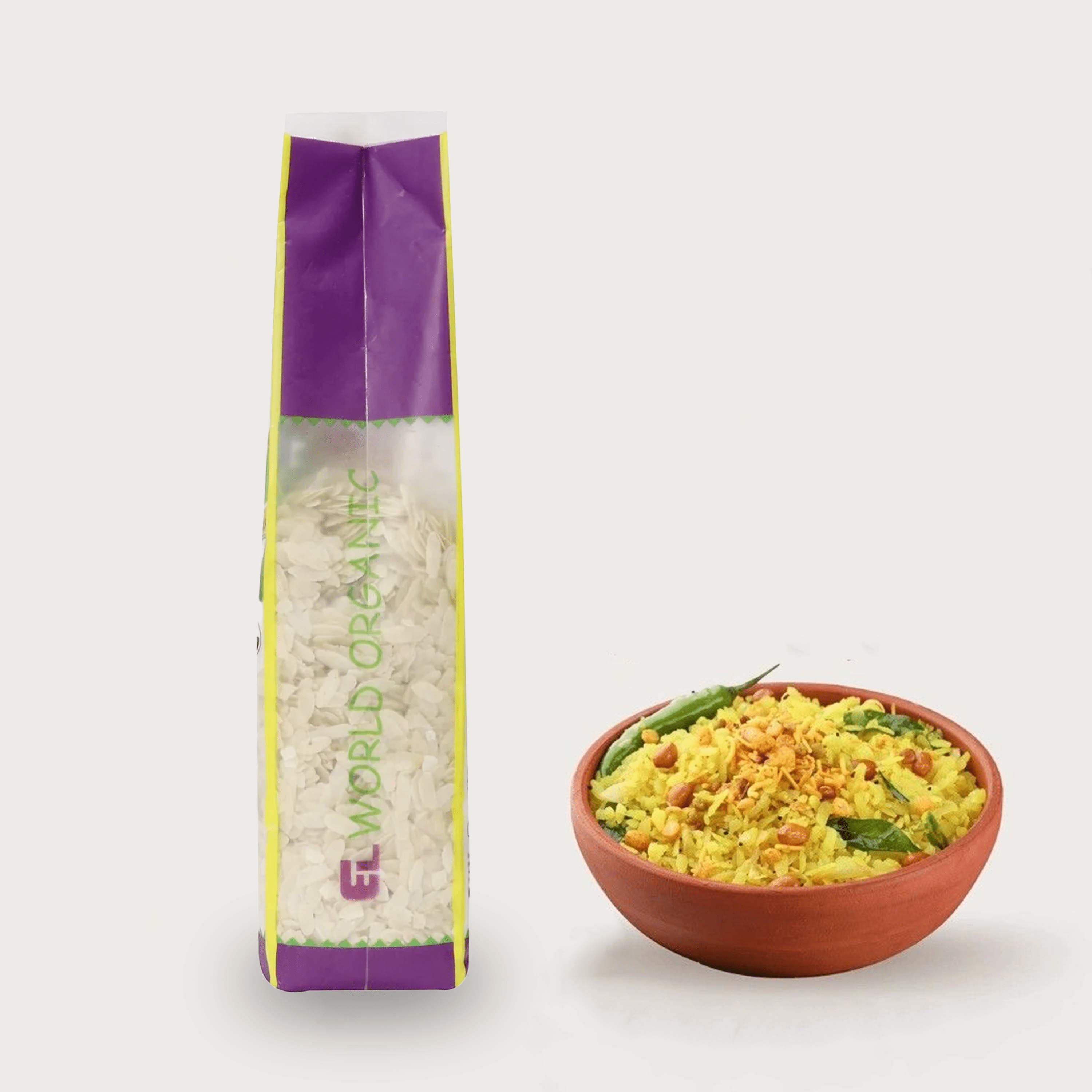 Elworld Agro & Organic Food Products White Rice Poha 500 g - Elworld Organic