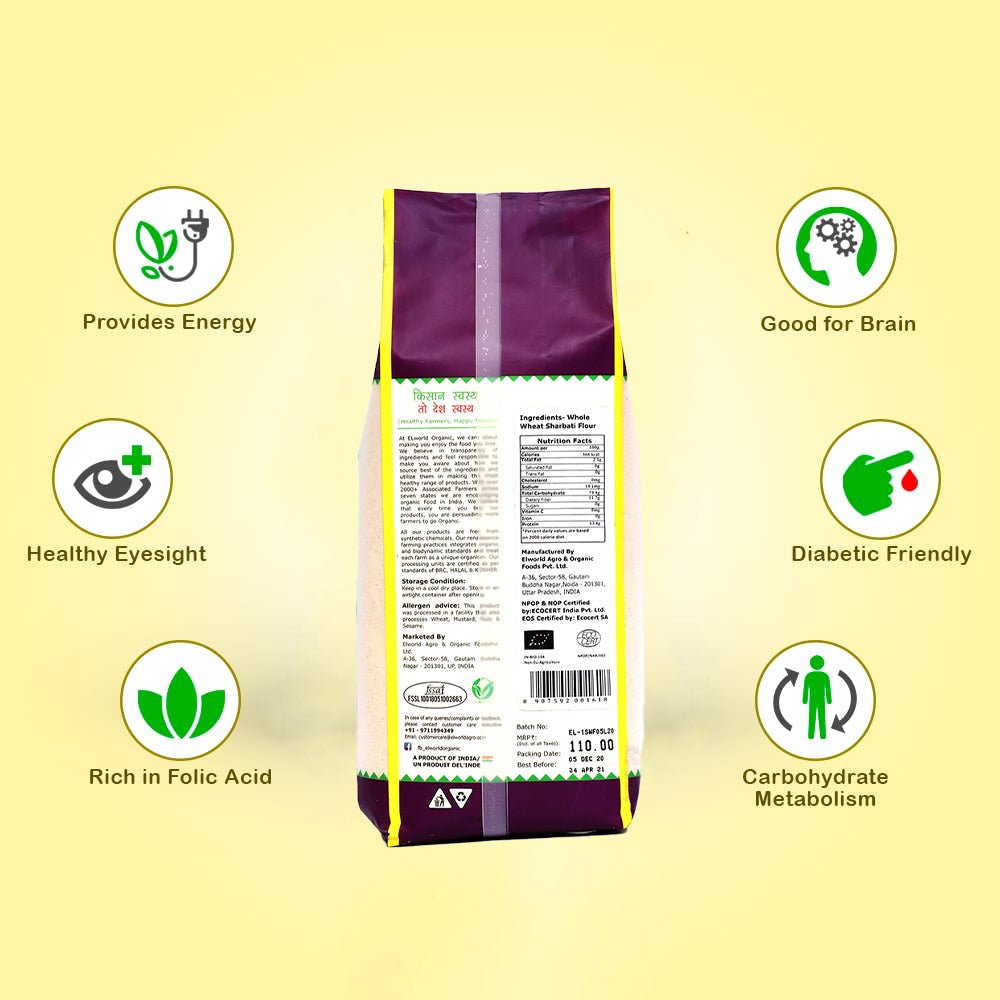 Elworld Agro & Organic Food Products Whole Sharbati Wheat Flour - Elworld Organic