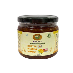 ELworld Agro & Organic Foods Khatta Meetha Nimbu/Organic Lemon Pickle  -  300gm - Elworld Organic
