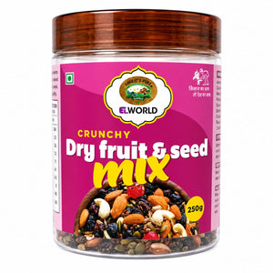 Elworld Crunchy Dry Fruit & Seed Mix | Almonds, Seeds, Raisins & Cranberries | High Fiber, Protein-Rich Healthy Snack | 250g - Elworld Organic