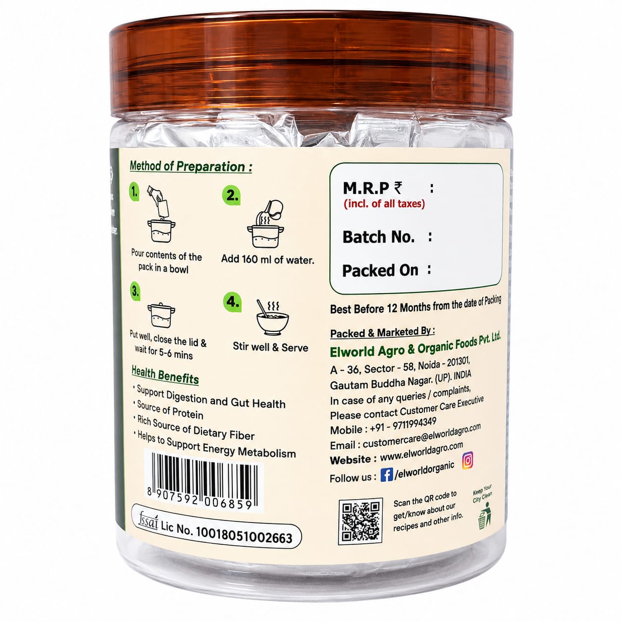 ELWORLD Freeze-Dried Instant Sprouts Peri Peri- 40g - Elworld Organic