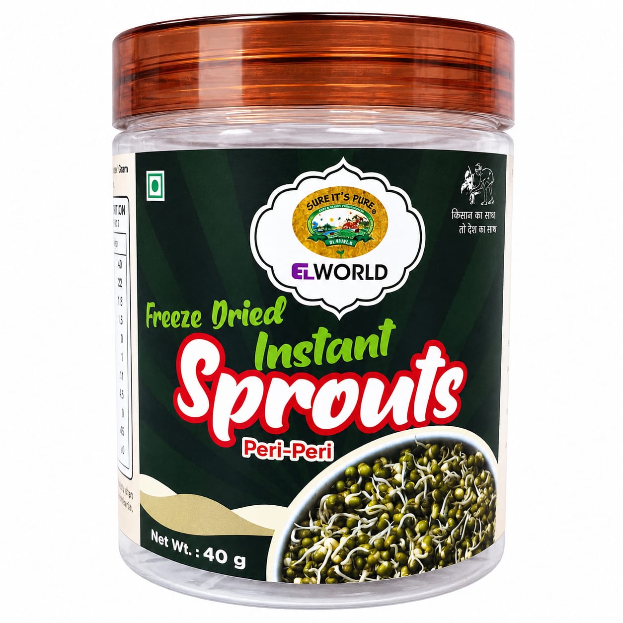 ELWORLD Freeze-Dried Instant Sprouts Peri Peri- 40g - Elworld Organic